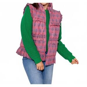 NEW IVY JANE kantha stitched vest in pink